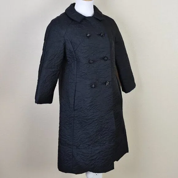 Vintage 50s Swing Coat Jacket Black - S - Picture 7 of 9